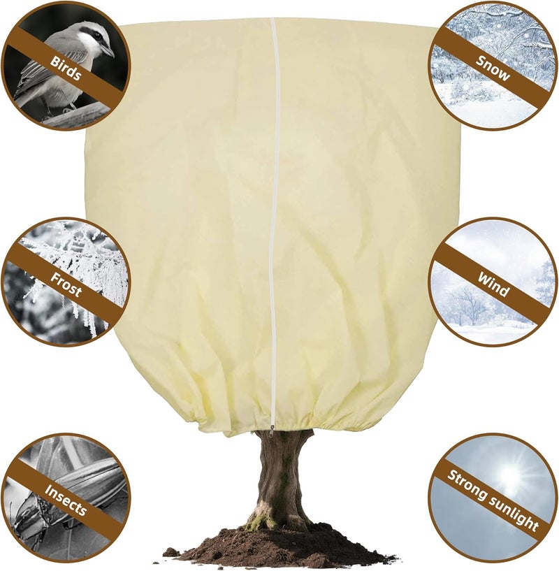 DINGBAI 142x100inches Huge Plant Covers Freeze Protection,Frost Cloth for Outdoor Plants, 2.5 oz/yd² Thickened Winter Tree Covers with Zipper Drawstring,1 Pack Frost Blanket from Wind,Pest and Animal. - Image 4